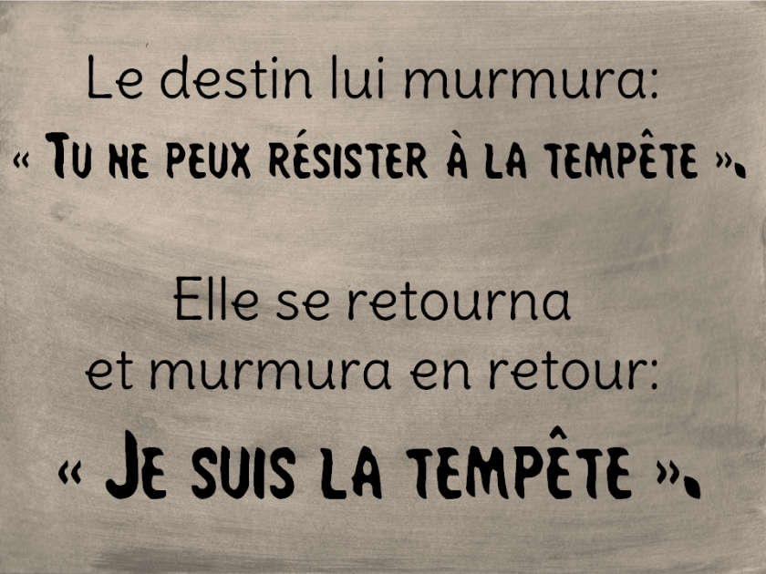 je suis la tempête