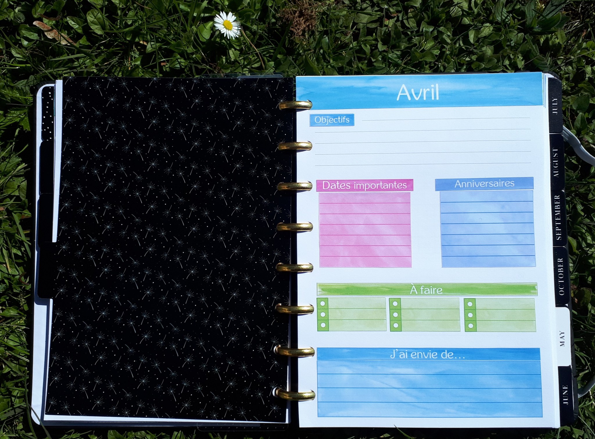Planner Action: pages et stickers d’avril, et version bujo! – Césame et