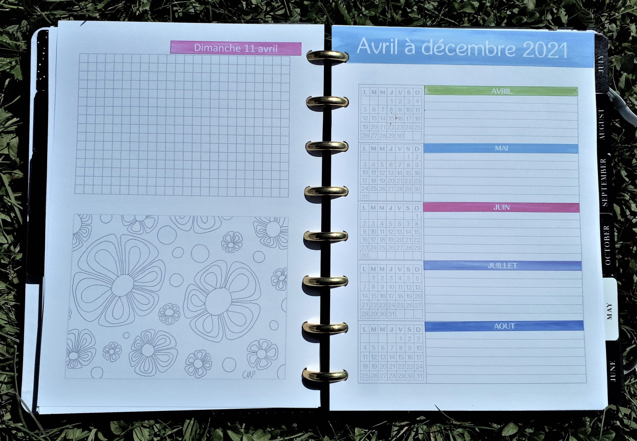 Planner Action: pages et stickers d’avril, et version bujo! – Césame et